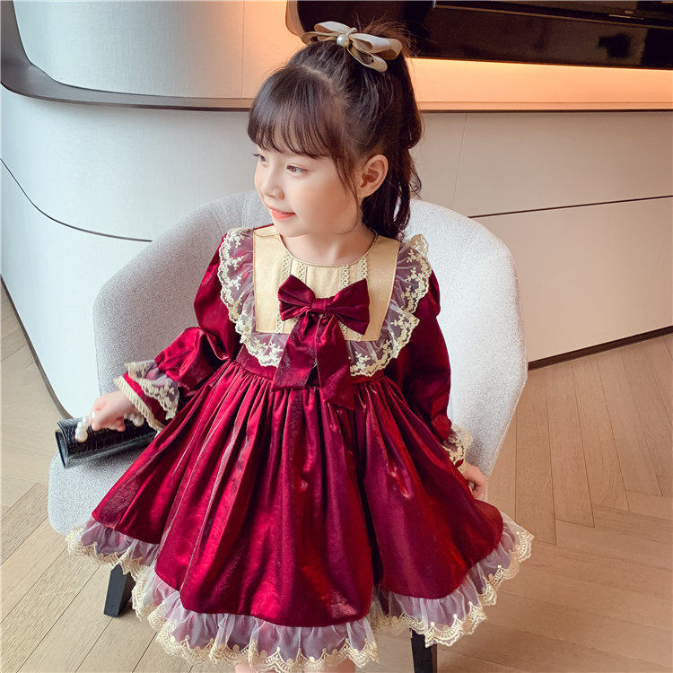 Little Girl Lolita Princess Velvet Skirt Long Sleeve