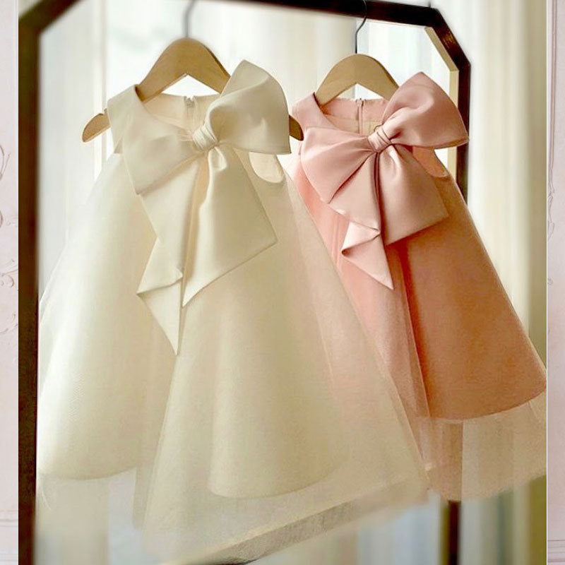 Robe pour filles, robe à gros nœud, Style coréen, pour petites filles