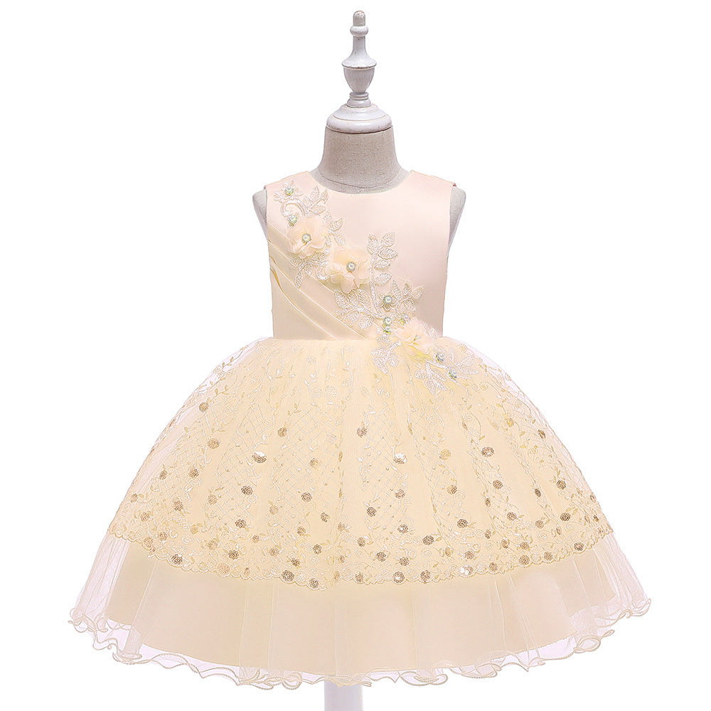 Children's Beaded Mesh Lace Tutu Skirt