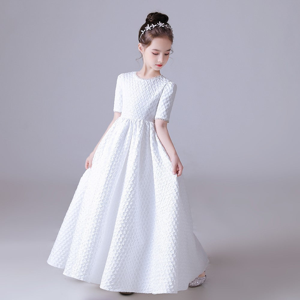 Children's Polyester Fiber White Dress