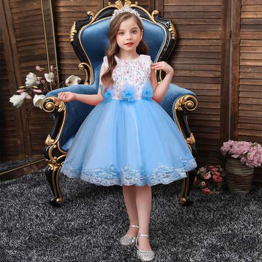 Robe simple plissée en maille princesse pour filles