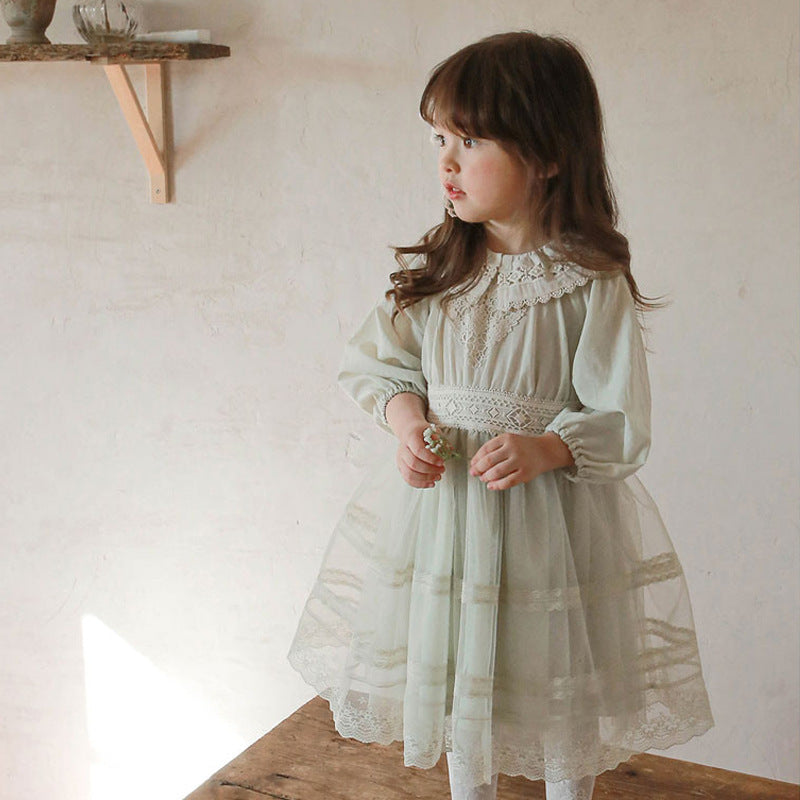 Long Sleeve Lace Puffy Princess Dress