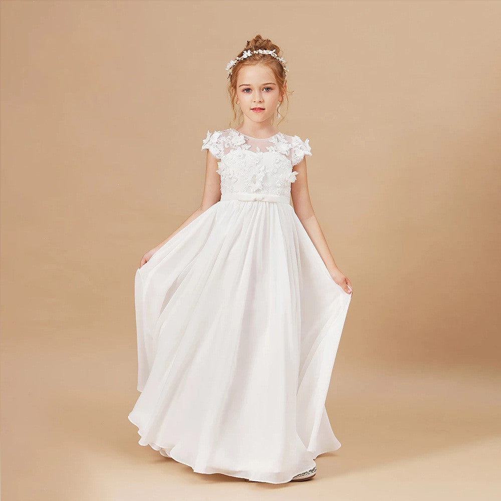 Robe pour enfants dames fleur blanche mariage fille