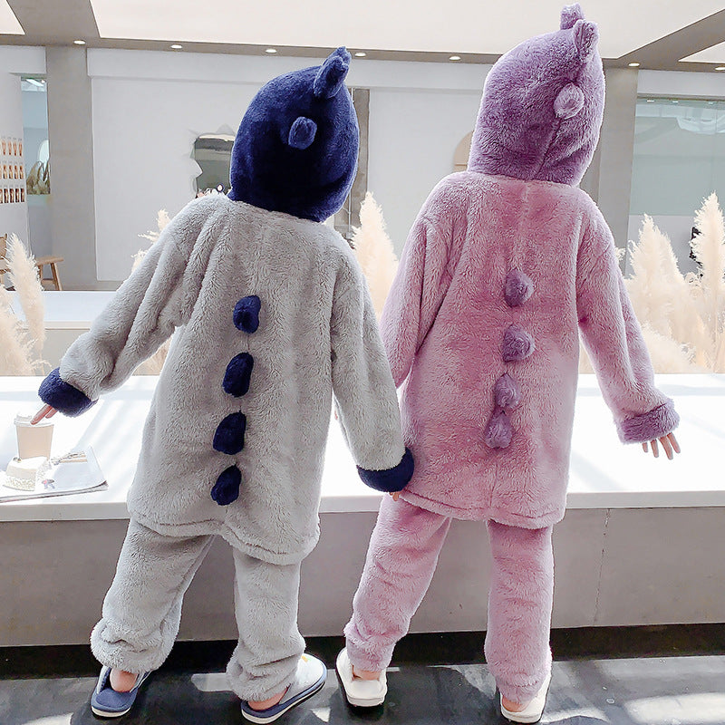 Pyjamas pour enfants garçons hiver dinosaure épaissi polaire corail