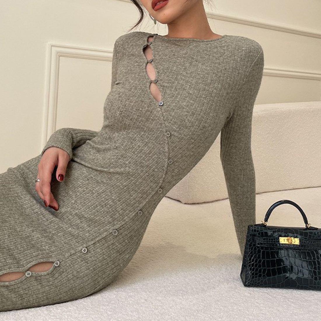 Knitted Dress Feminine Tight Pack Hip Hot Girl Design Sense