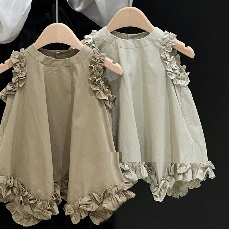 Children's Elegant High-grade Wooden Ear Cotton Princess Dress