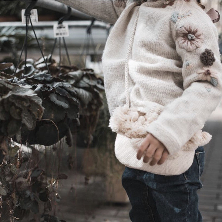 Pull fait main à fleurs pour filles, tricot en pur coton pour bébé