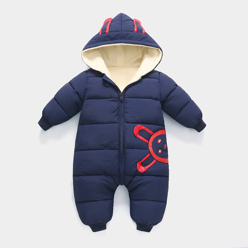 Manteau une pièce en coton chaud et épais en velours pour bébé