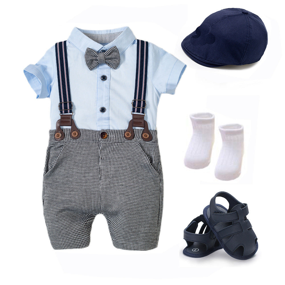 Boys Baby Suit Romper Short-sleeved Jumpsuit Overalls