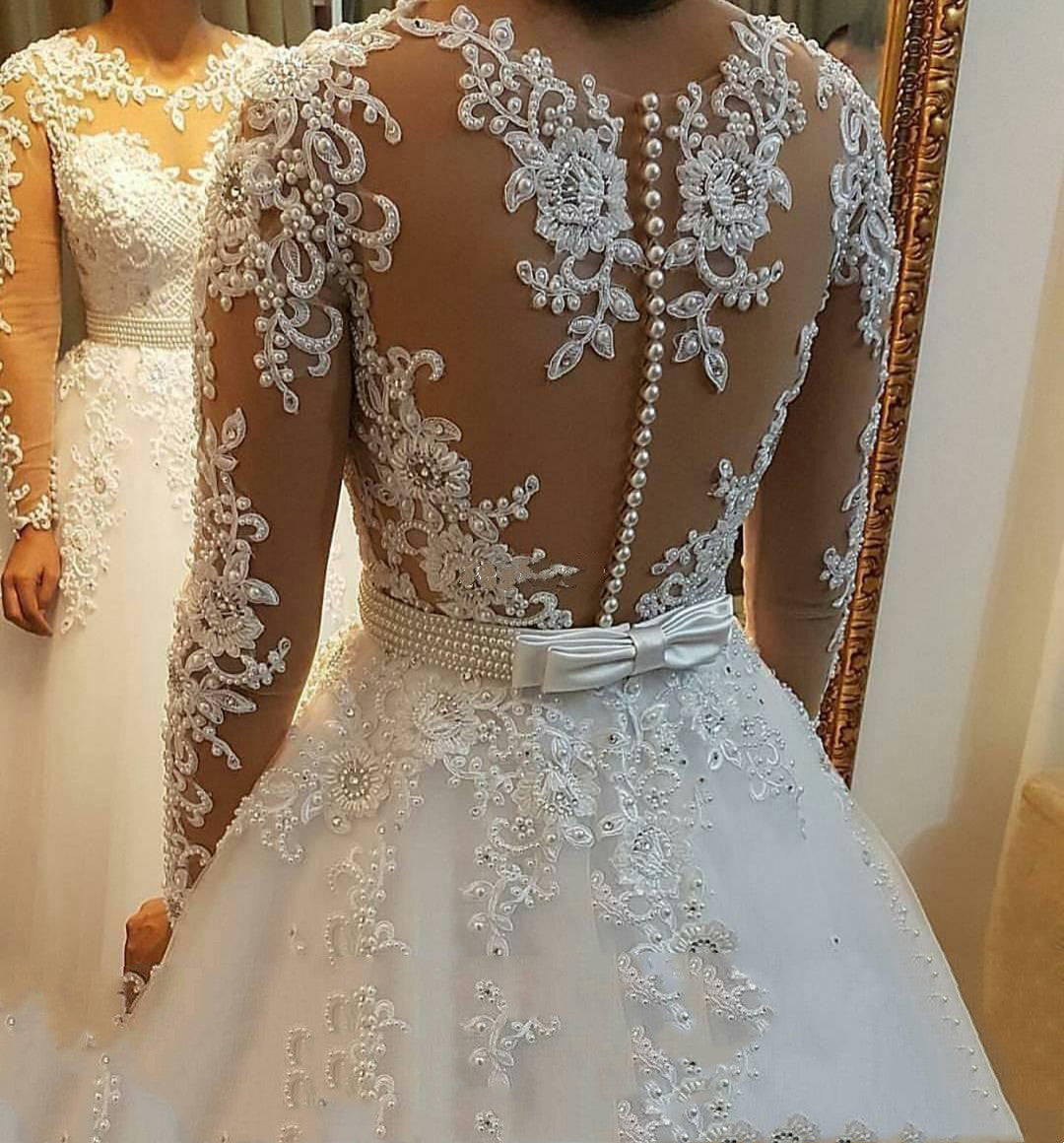 Robe de mariée détachable à manches longues en dentelle européenne et américaine