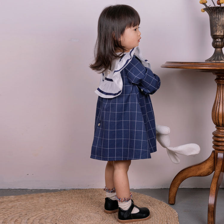 Robe en dentelle avec nœud à manches longues pour filles