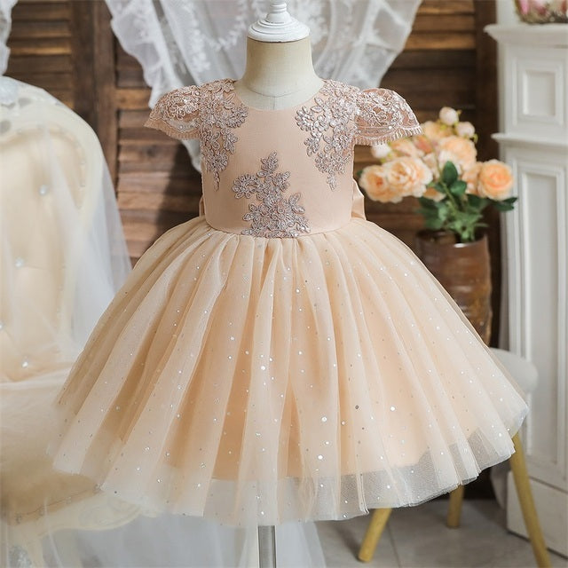 Robe d'anniversaire pour filles de 1 an, Costume de fleur de mariage en dentelle