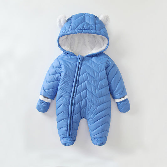 Baby Cotton Coat Quilted Fleece-lined Windproof Jumpsuit