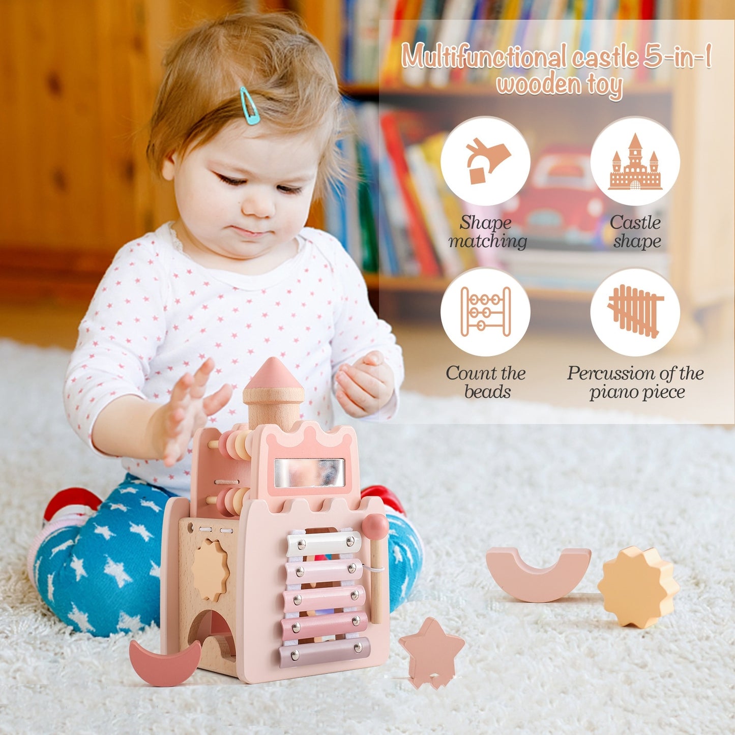 Castle Princess Early Education Educational Multi-functional Toys Percussion Piano Matching Splicing Toys