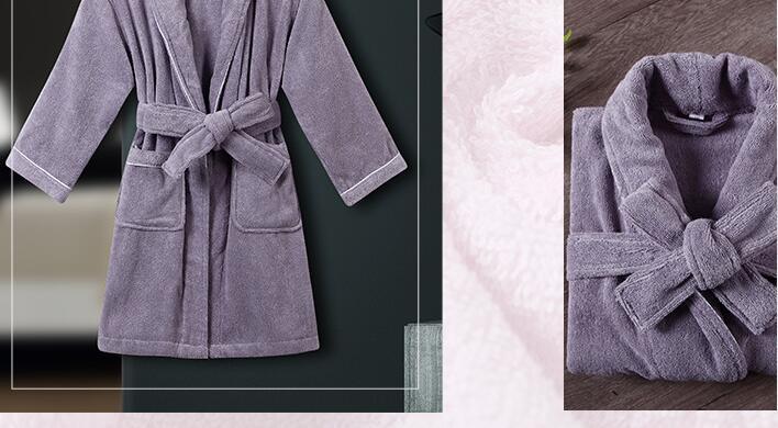 Children's Simple Solid Color Cotton Bathrobe