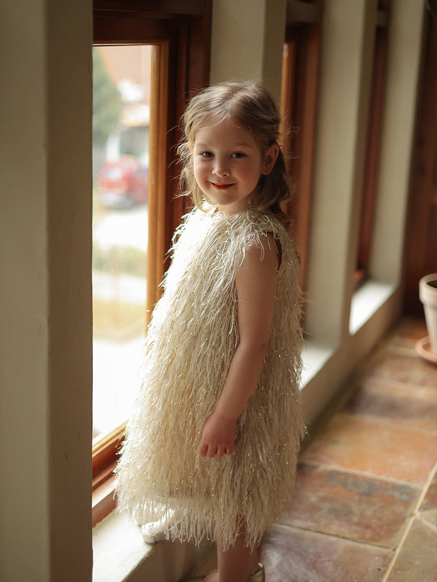 Jupe gilet à franges pour filles, robe de princesse d'anniversaire pour enfants