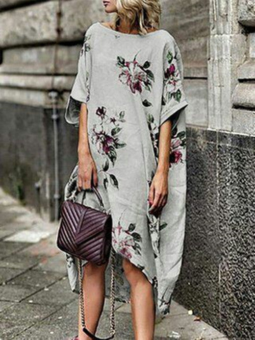 Women Summer Printed Floral Loose Dress