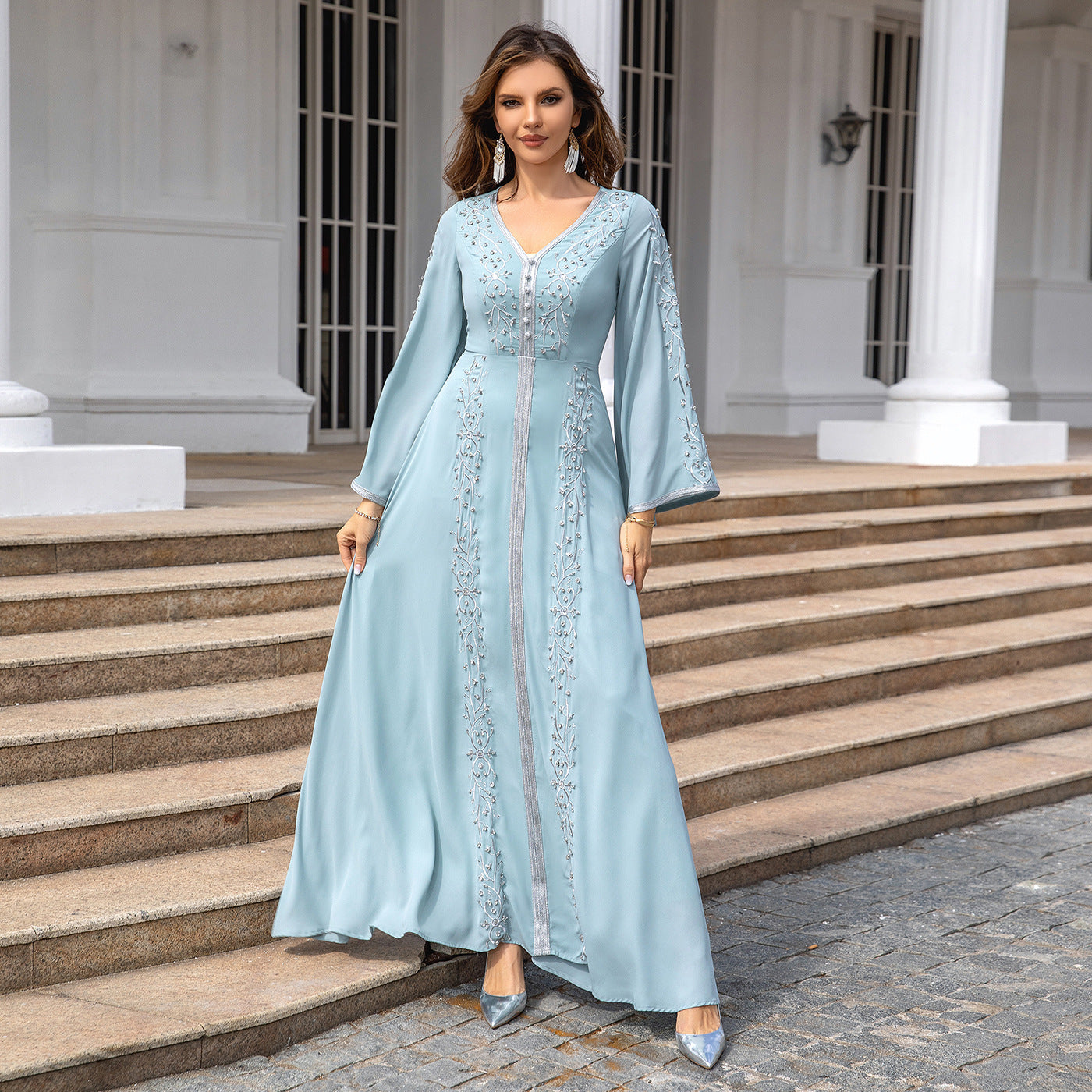 Vestido bordado de ocio con temperamento para mujer