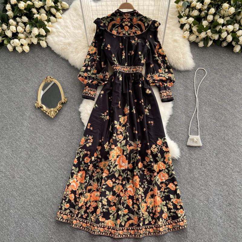 Women's Loose French Retro Floral Dress