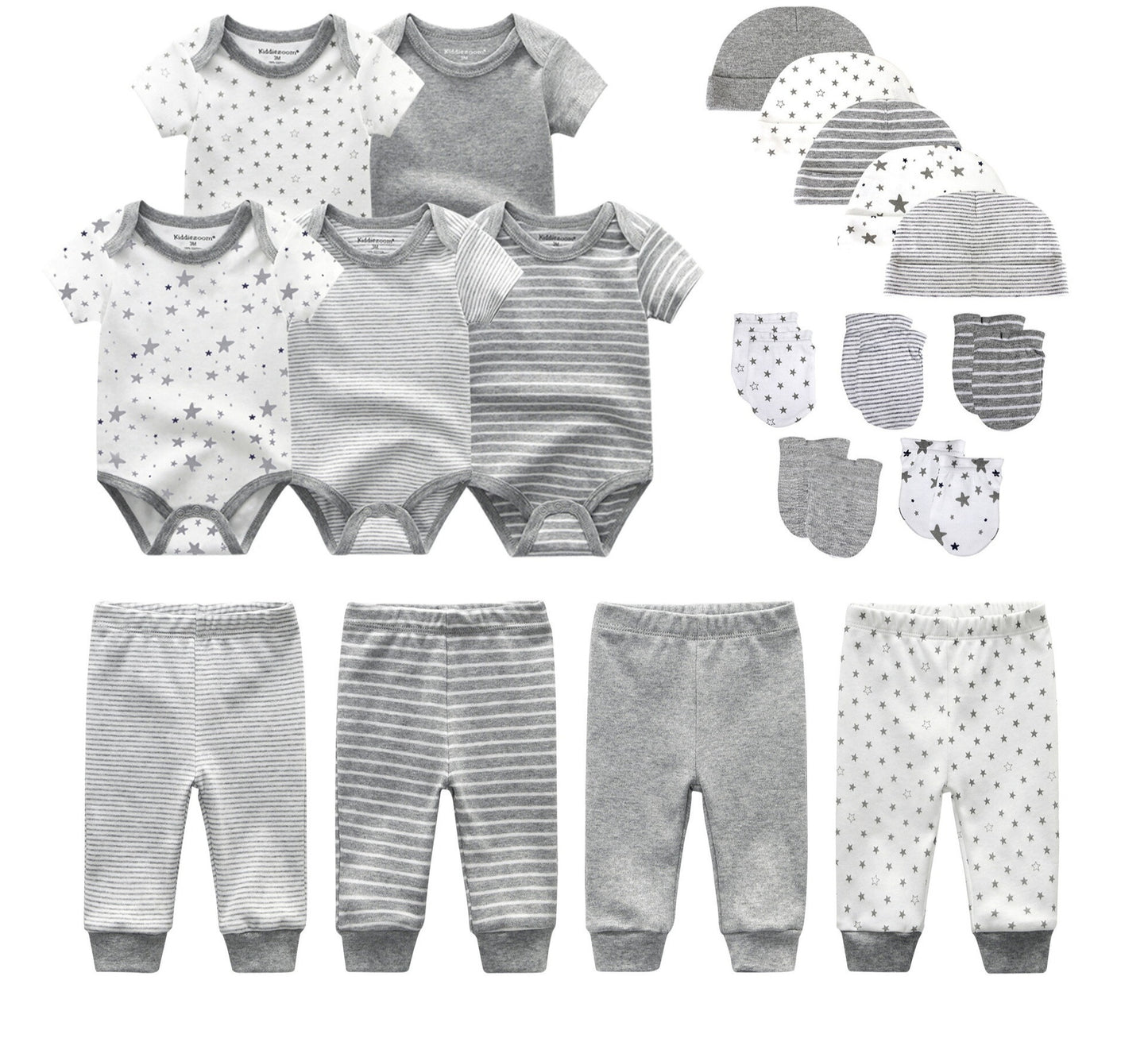 Coton XINGX Ensemble 19 pièces Barboteuse pour bébé Pantalon Chapeau Gants Combinaison Costume