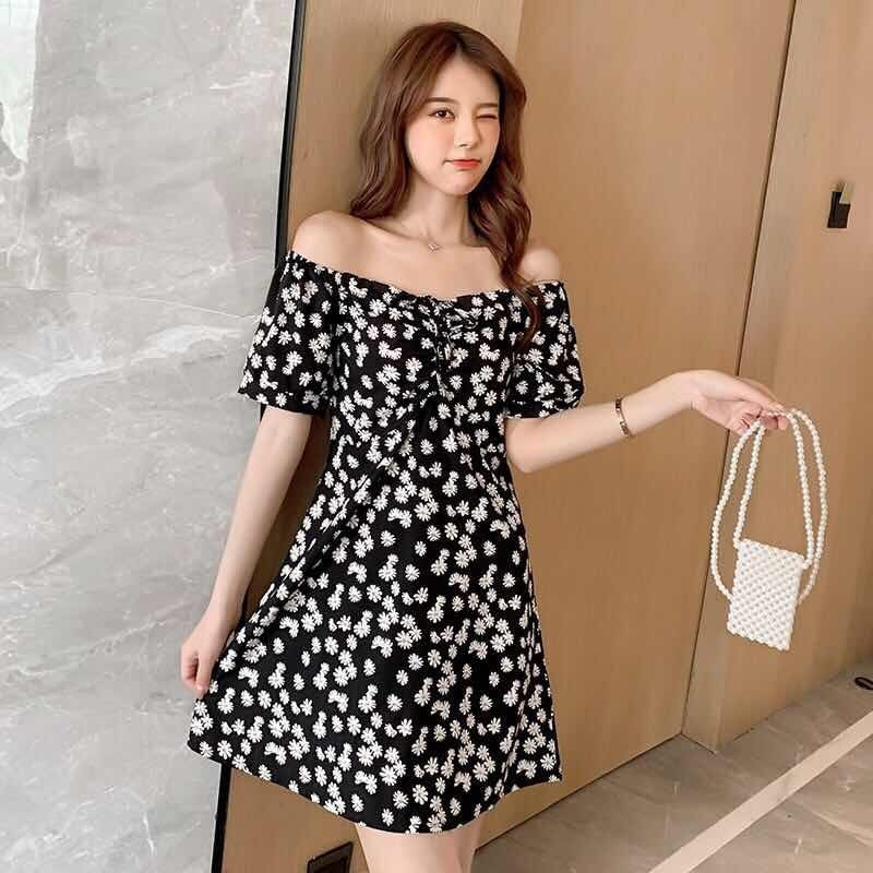 Slim-fit Off-shoulder Floral Dress