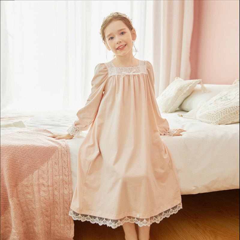 Robe de nuit longue princesse en velours pour filles, tenue d'hiver, rétro français