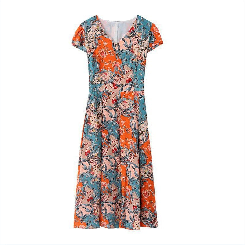 Robe florale douce à taille contrôlée Temperament