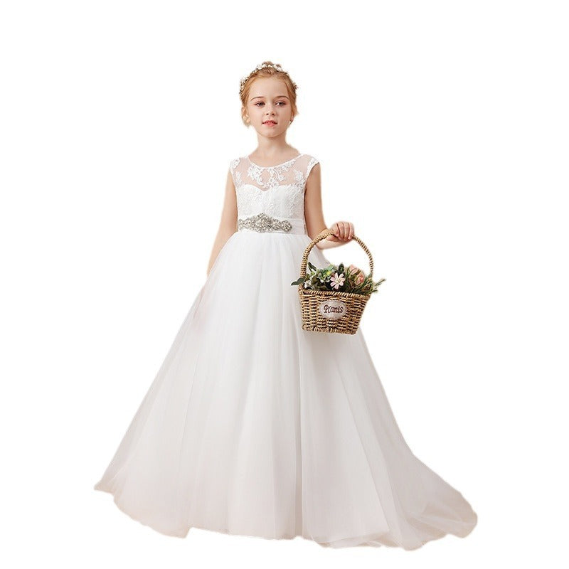 Robe de mariée de fille de fleur blanche de fille