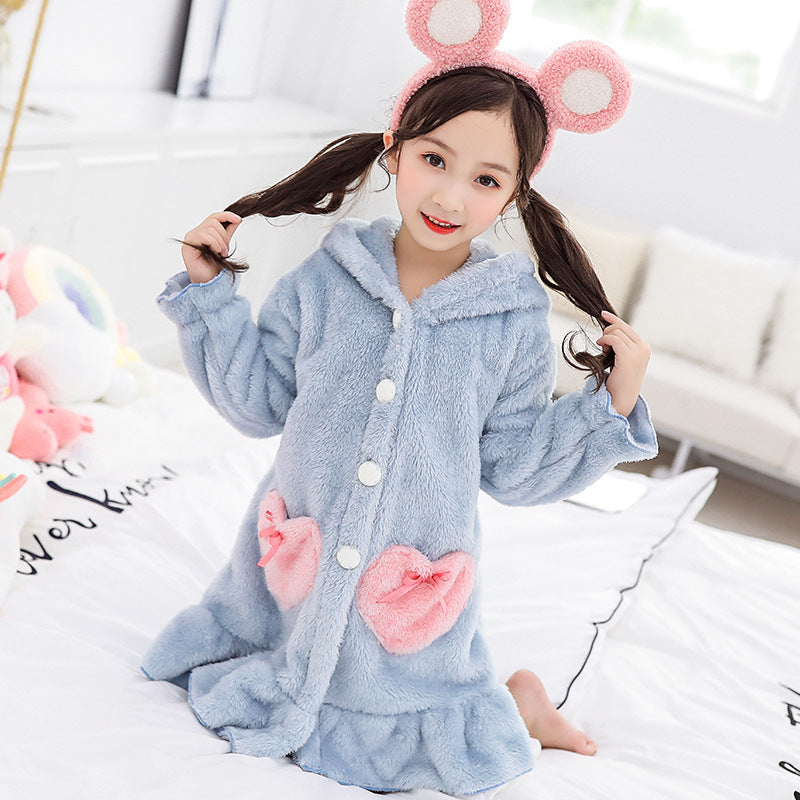 Vêtements de maison en peluche épaisse double face pour filles, hiver