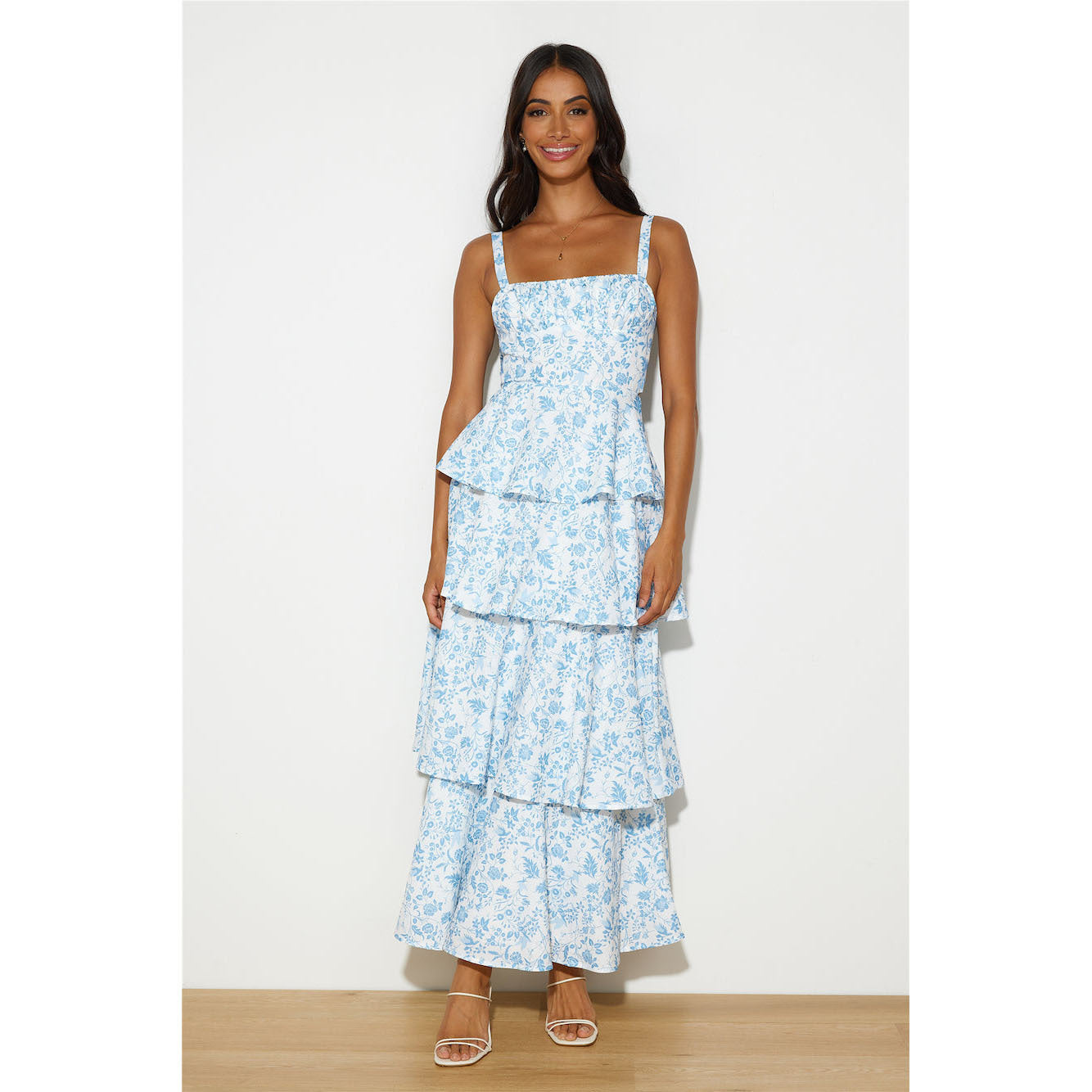 Women's Printed Sling Layered Dress