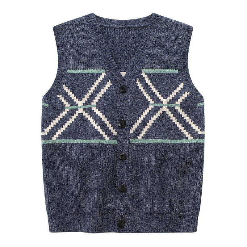 Boys Sweater Vest Vest Korean Style Knitted