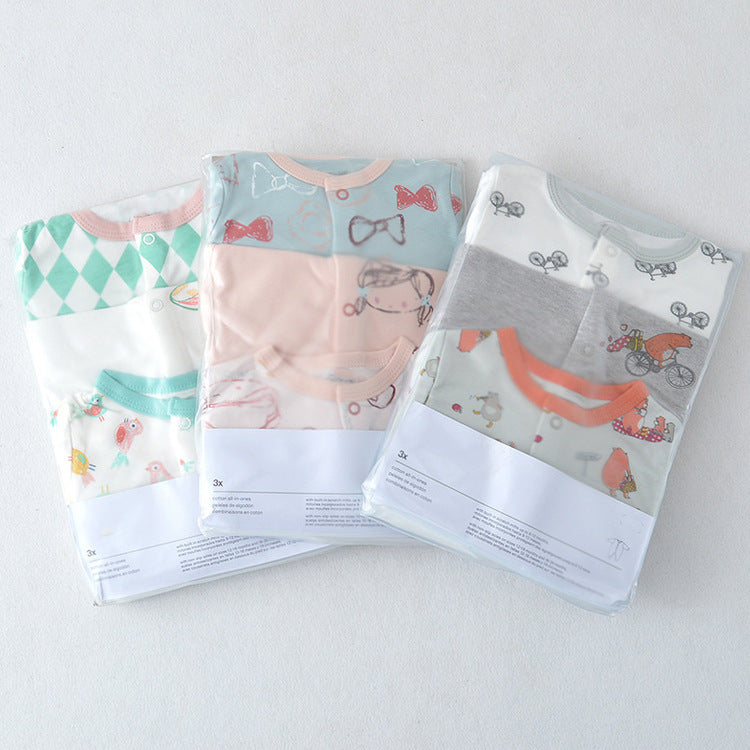 Three New Baby One Piece Rompers With Long Sleeves And Feet