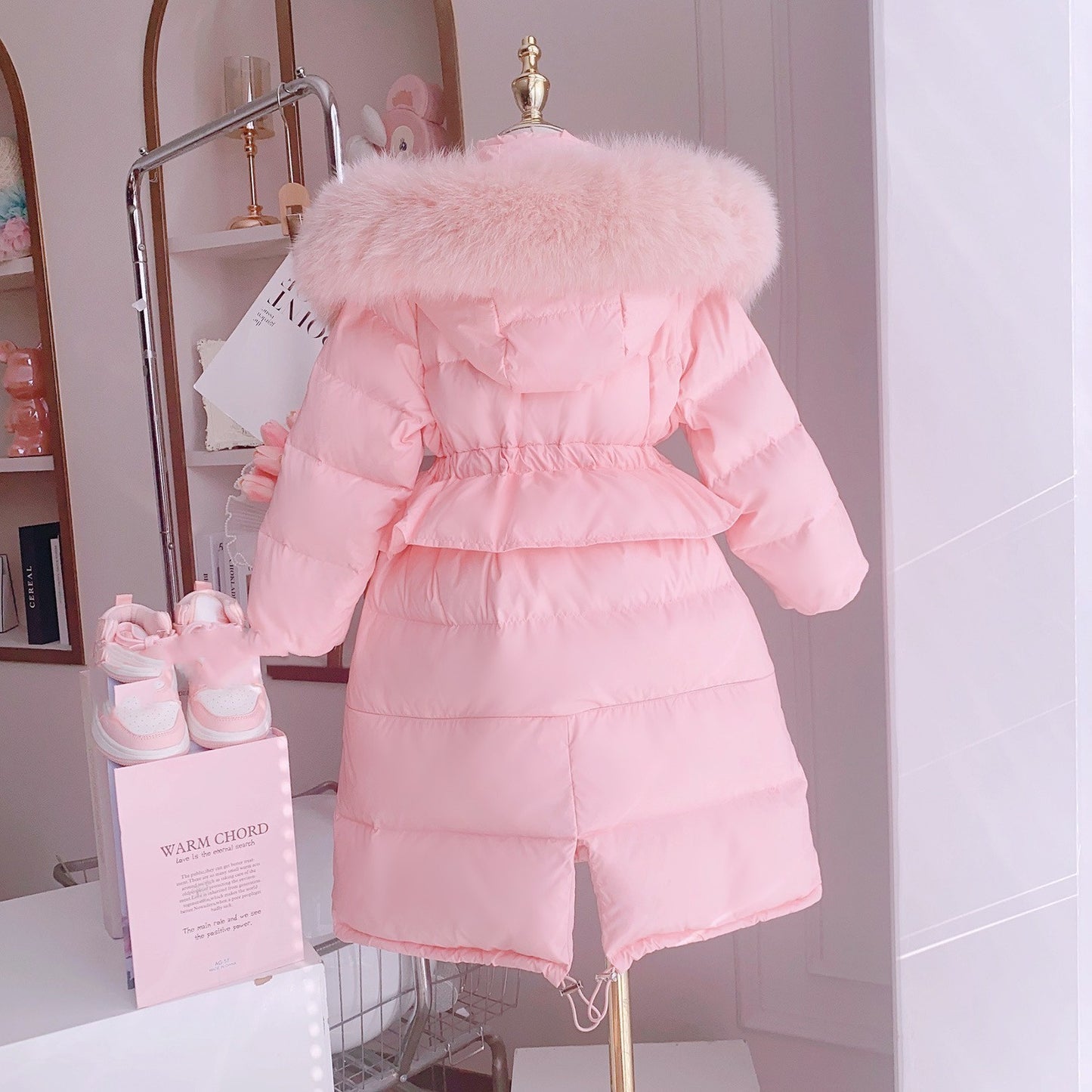 Casual Cotton-padded Long Little Girl Thick Warm Cotton-padded Jacket