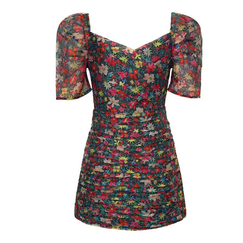 Robe fleurie en maille tendance pour femme