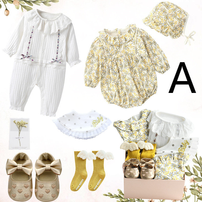 Coffret cadeau pleine lune pour bébé fille, barboteuse en coton, costume, robe de princesse, vêtements