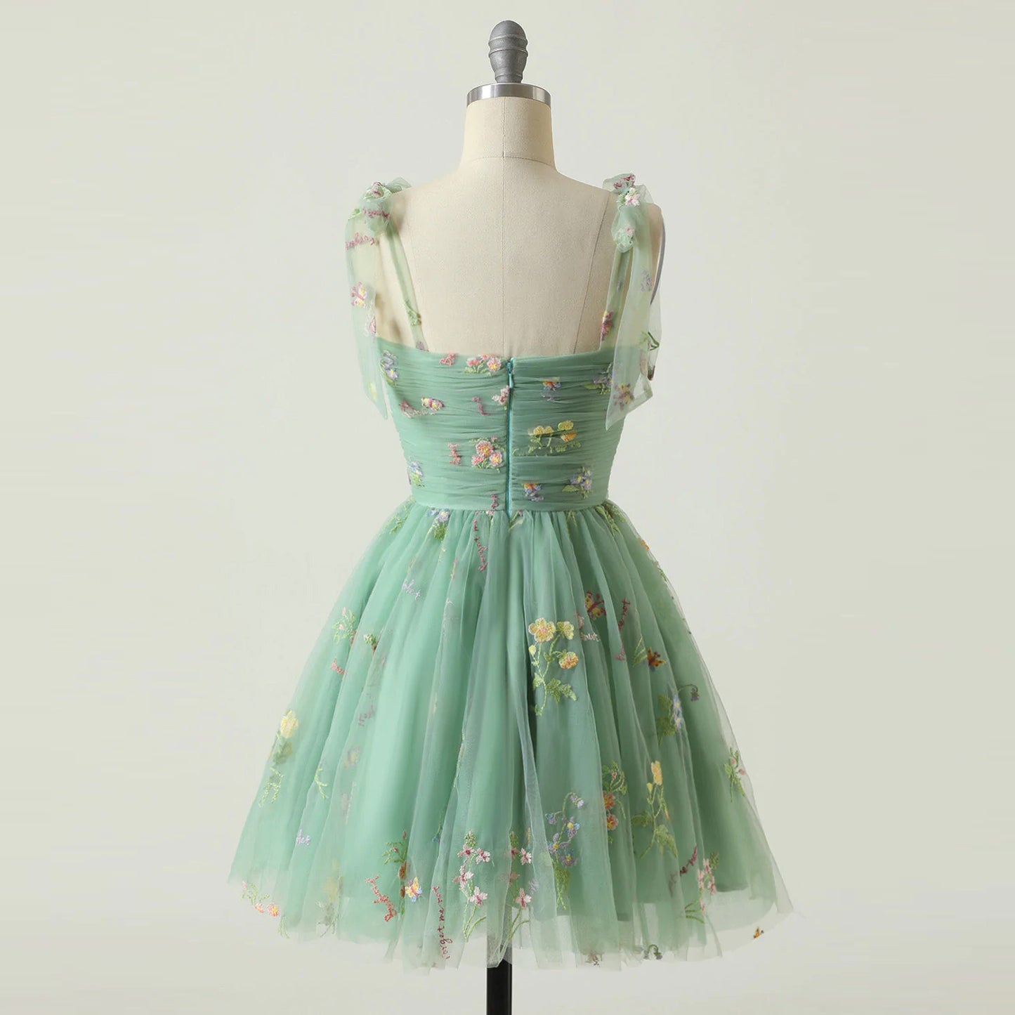 Robe fleurie dos nu pour femme verte