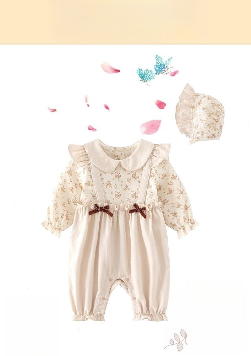 Vêtements de printemps et d'automne pour bébé, barboteuse mignonne pour dame, combinaison pour bébé de cent jours, fausse barboteuse deux pièces