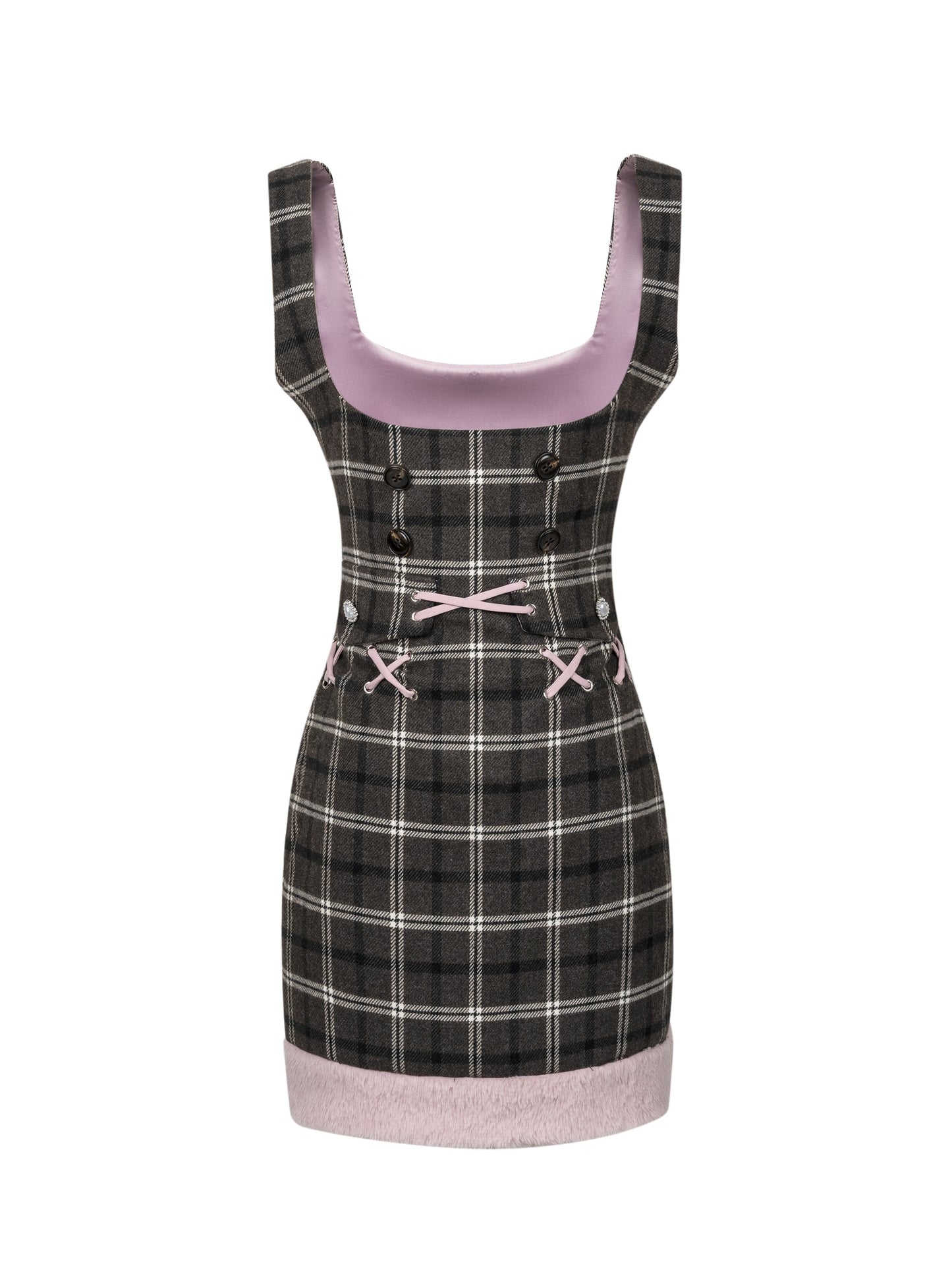 Bubble Sleeve Plaid Dress Spicy Girl