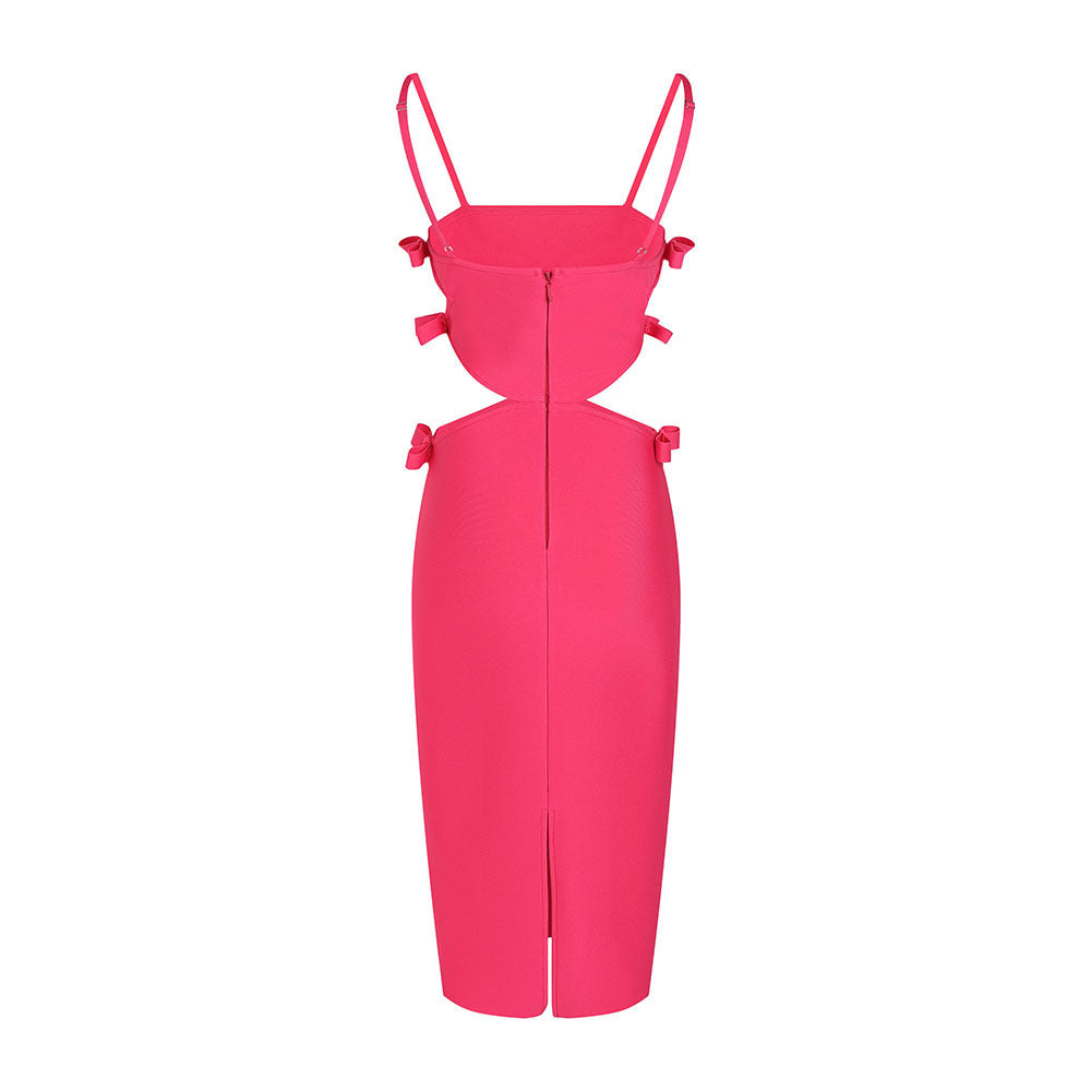 Sling Tube Top High Waist Hollow Bow Bandage One-piece Dress