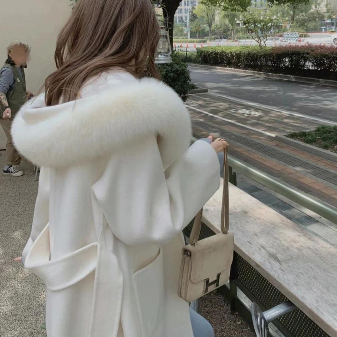 Atmosphere Double-faced Woolen Goods Big Fur Collar Coat