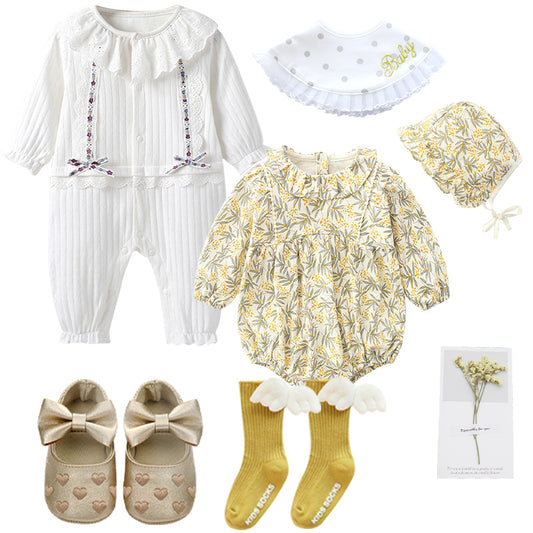 Coffret cadeau pleine lune pour bébé fille, barboteuse en coton, costume, robe de princesse, vêtements