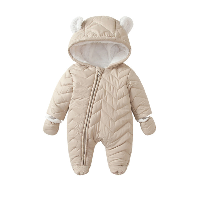 Manteau en coton pour bébé, combinaison coupe-vent matelassée doublée de polaire