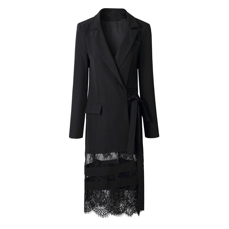 Jupe de costume longue en dentelle patchwork robe noire