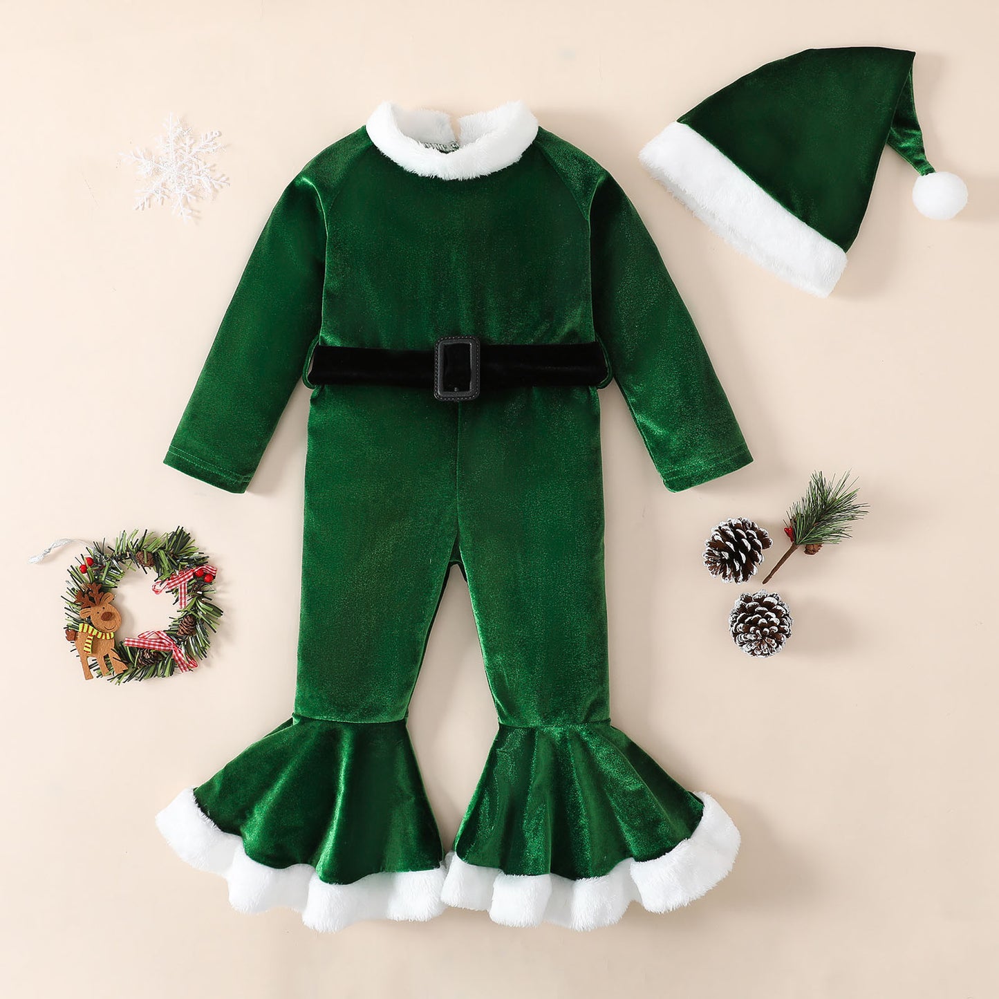 Robe évasée de Noël à manches longues pour fille