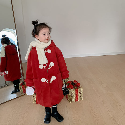 Manteau matelassé à boutons en corne pour enfants, nouvel an