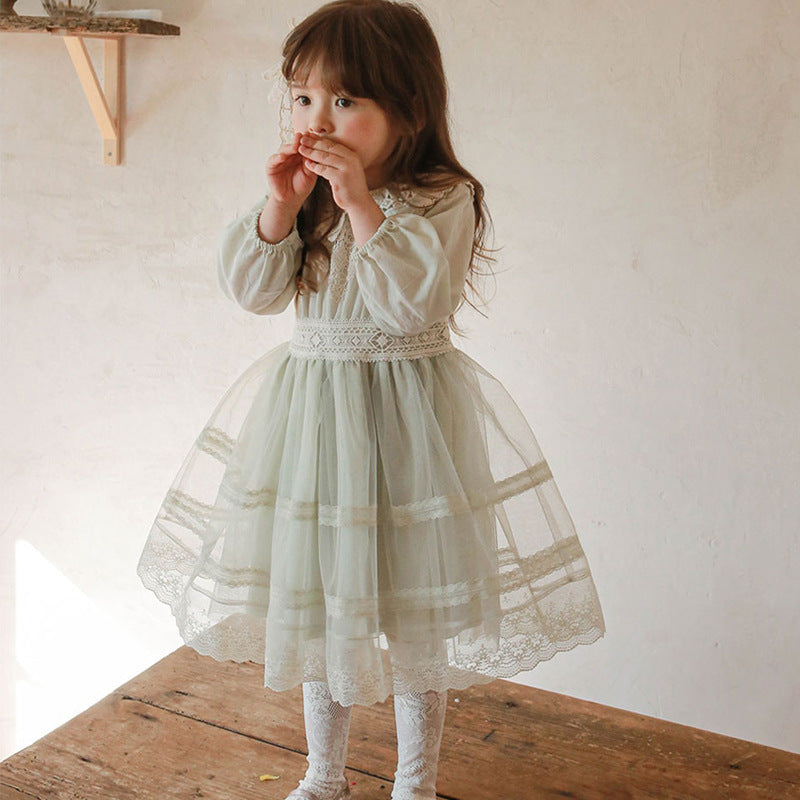 Long Sleeve Lace Puffy Princess Dress