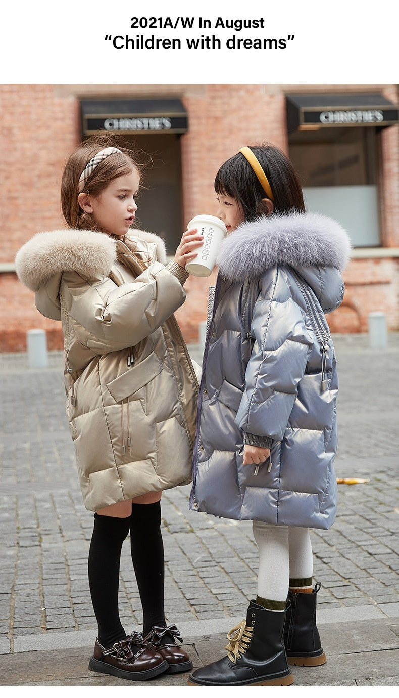 Children's Mid-length New Western Style Down Jacket