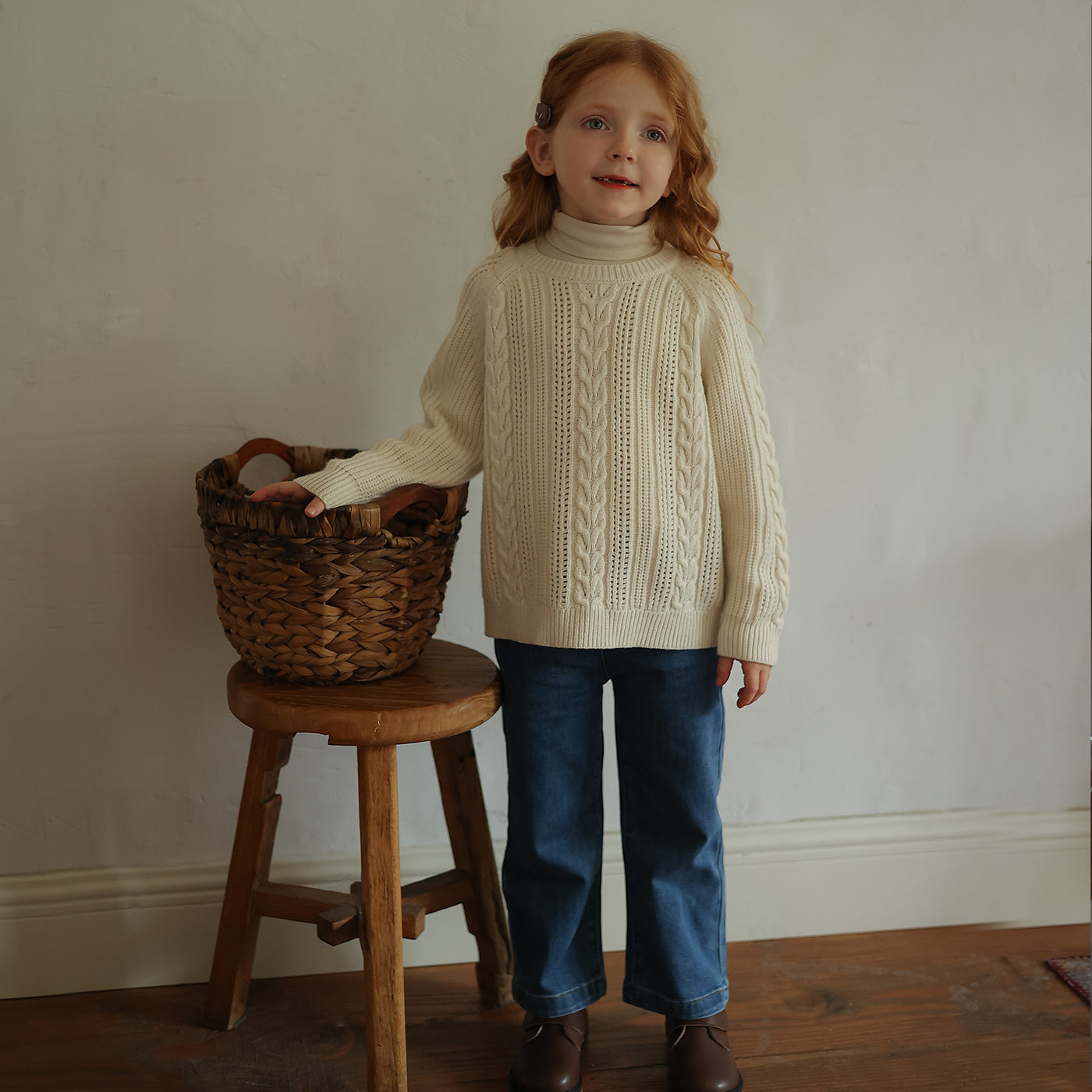 Girls' Wool Blended Base Sweater Top