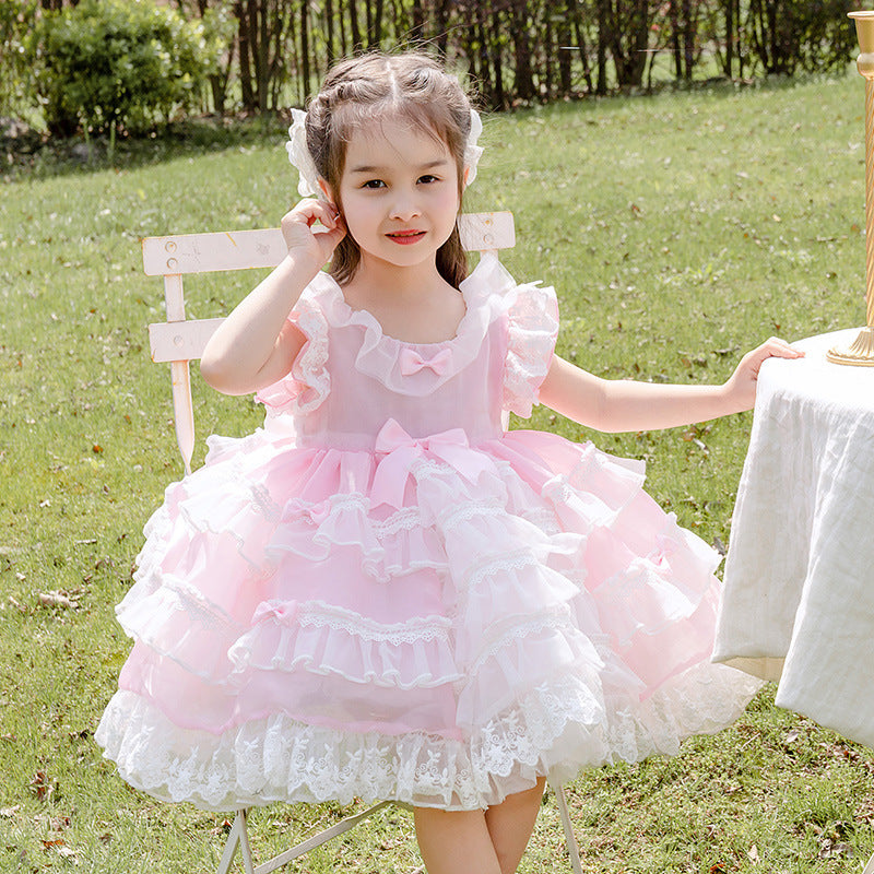 Gilet jupon pour filles, robe de gâteau, robe de princesse Lolita pour enfants