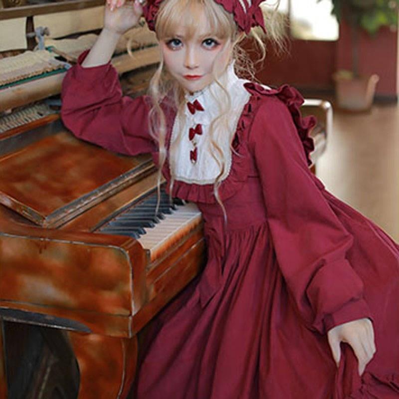 Lolita Dress Sweet And Cute Dallas Dance Solid Color Gothic Daily Bow Lace Princess Tea Party Dress